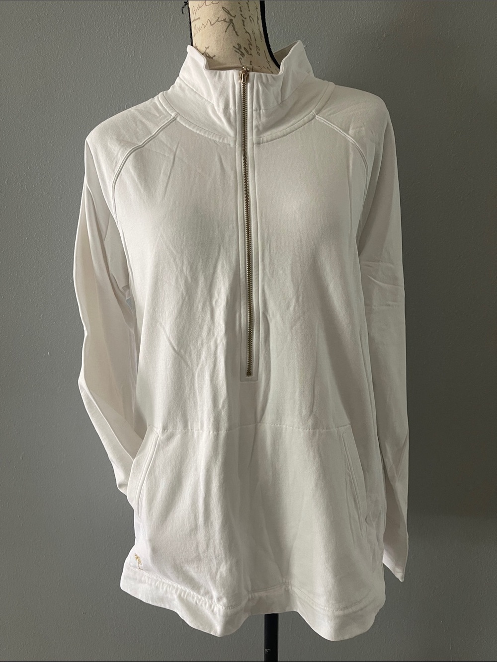 Lilly Pulitzer White Half-Zip Pullover Sweater